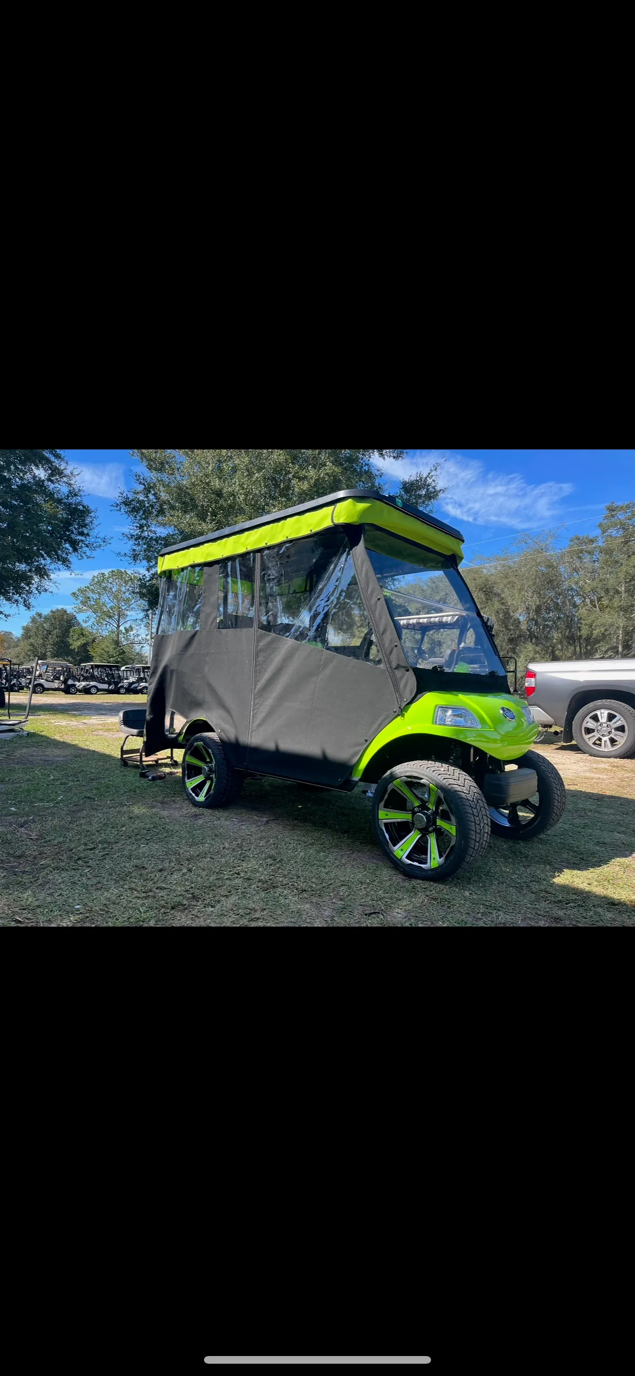 Charcoal track enclosure with clear windows on lime cart